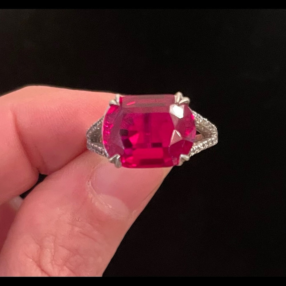 Solid Sterling silver stamped 925 pink topaz and diamond ring